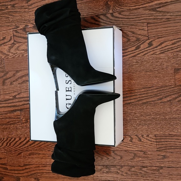 Guess Suede Stiletto Scrunched Booties. Backy - Picture 8 of 16
